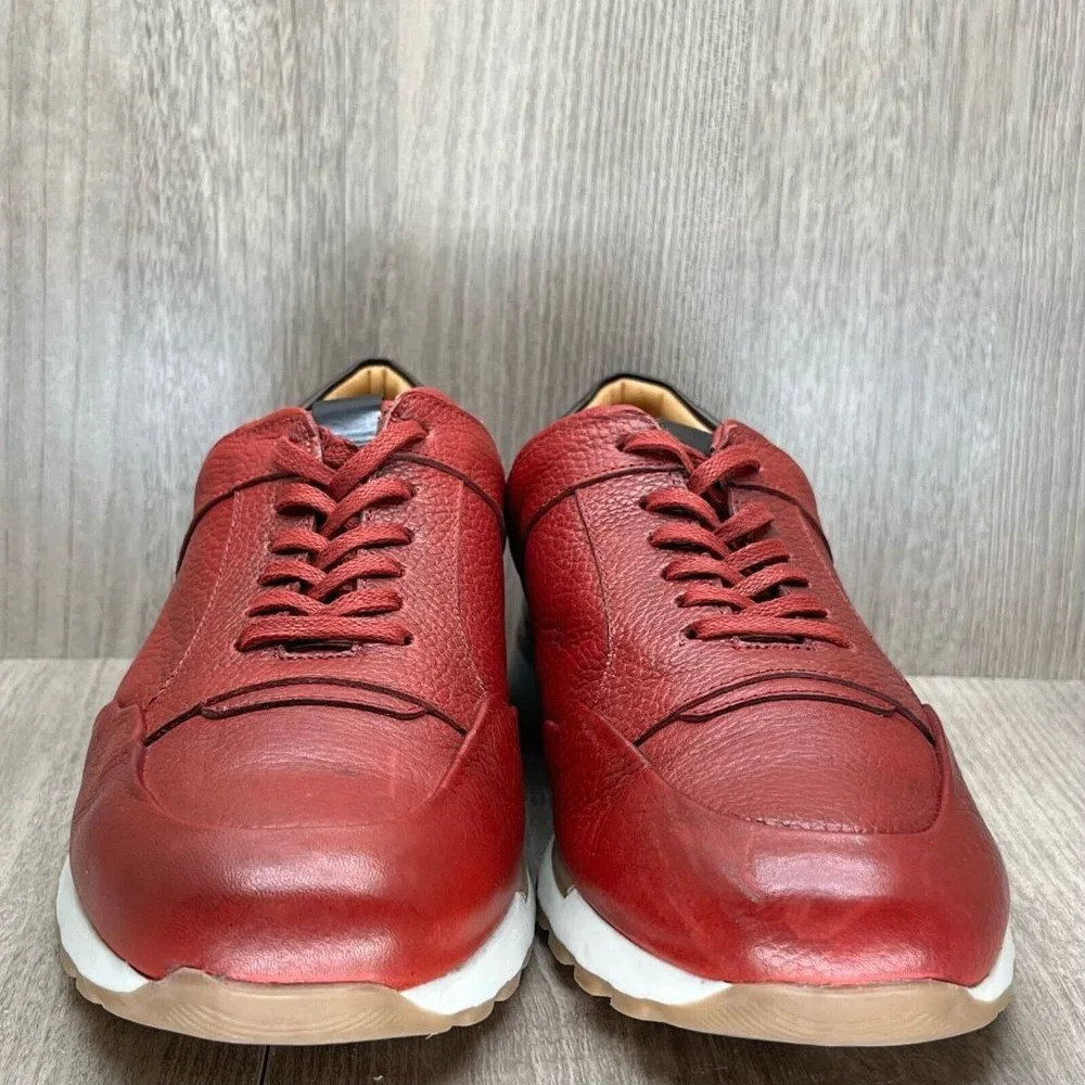Brothers United Red Leather Sneakers - Picture 2 of 12